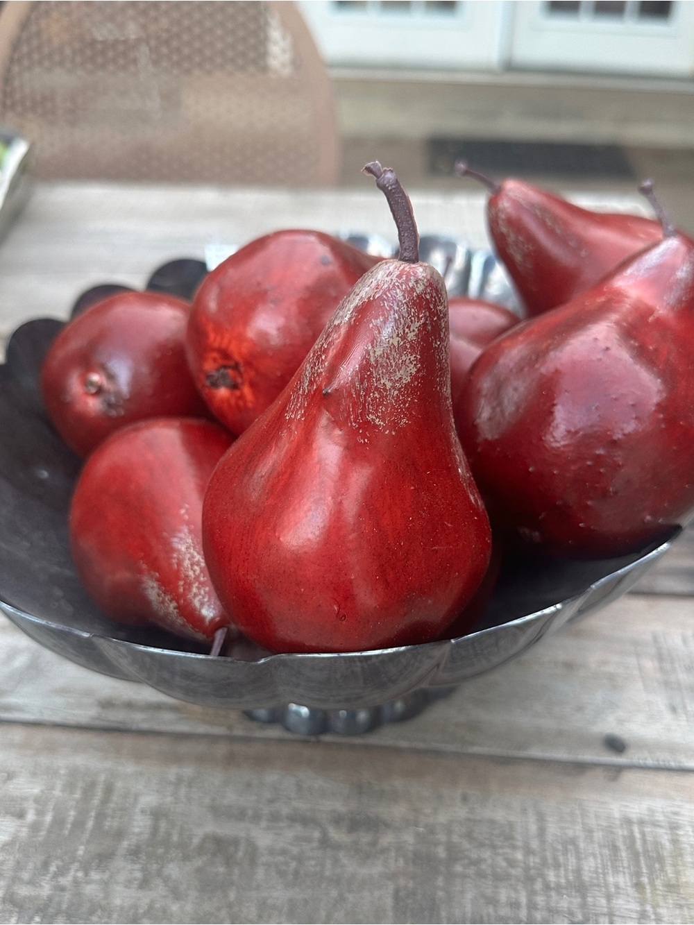 Decorative Red Pears in Bowl - Set of Faux Fruit